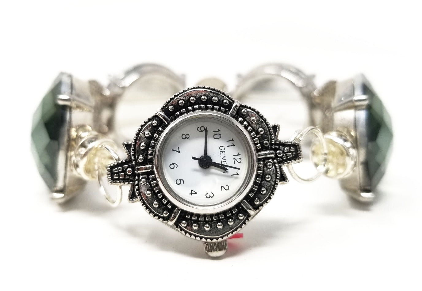 'Neliah' Crystal Cabochon Watch in Green