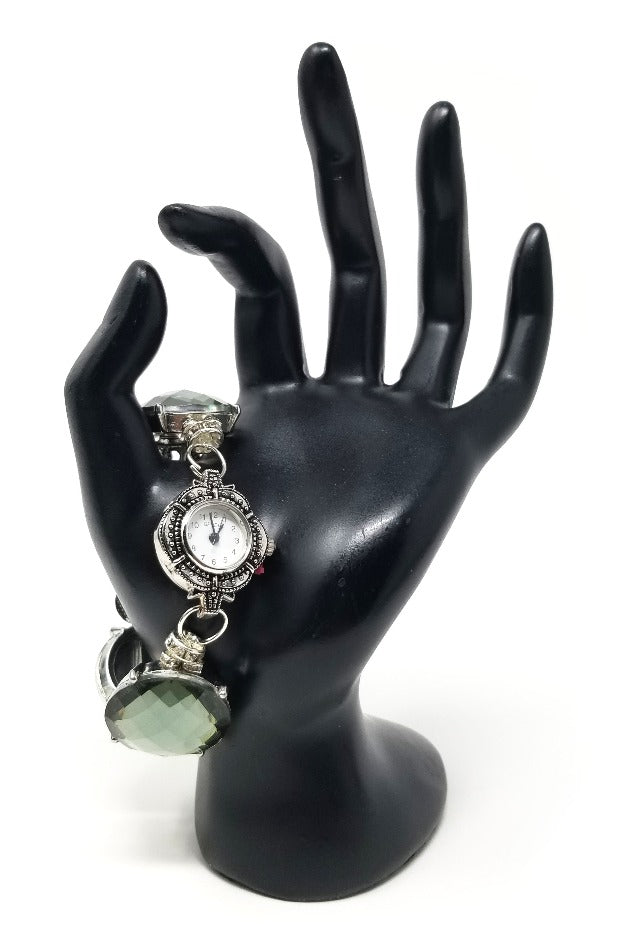'Neliah' Crystal Cabochon Watch in Green