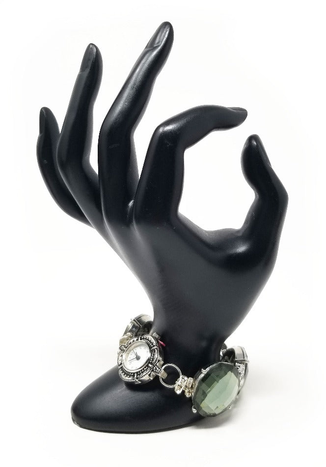 'Neliah' Crystal Cabochon Watch in Green
