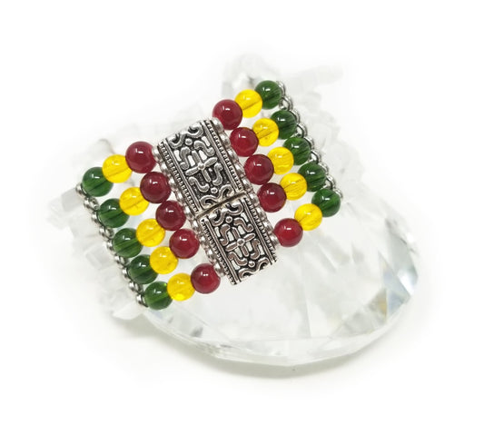 'Sanura' Rasta Cuff Bracelet in White Fiber Optic Chips