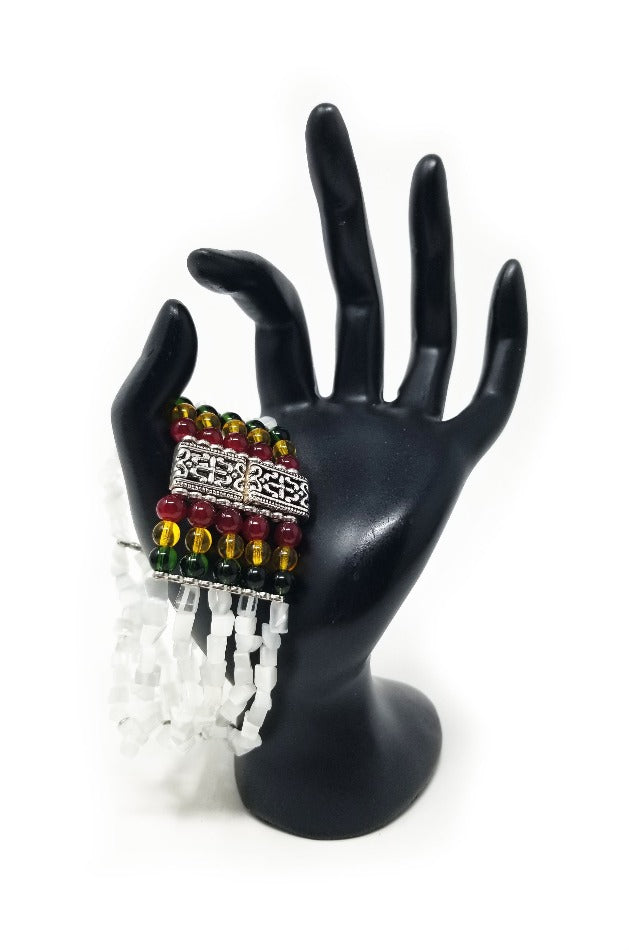 'Sanura' Rasta Cuff Bracelet in White Fiber Optic Chips