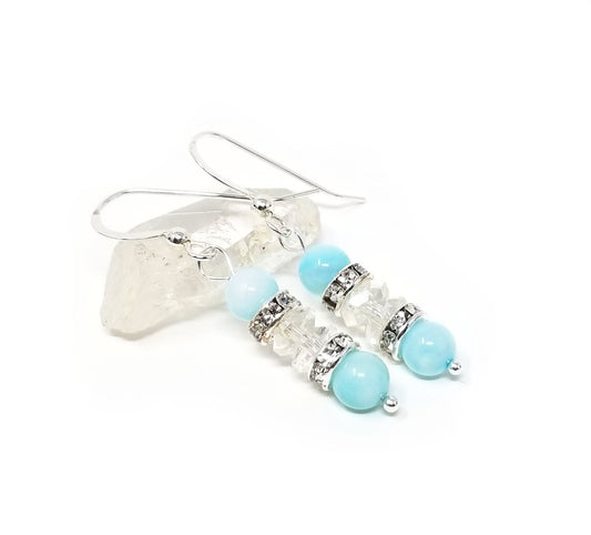 'Akia' Crystal Gemstone Earrings in Aquamarine