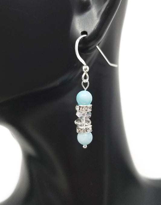 'Akia' Crystal Gemstone Earrings in Aquamarine