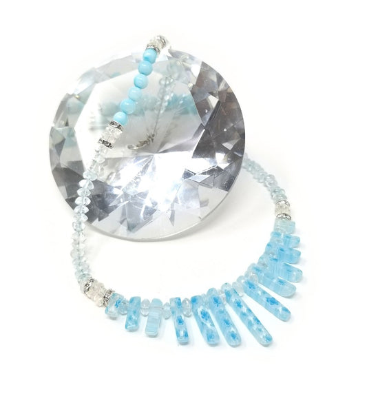 'Akia' Crystal Gemstone Necklace in Aquamarine