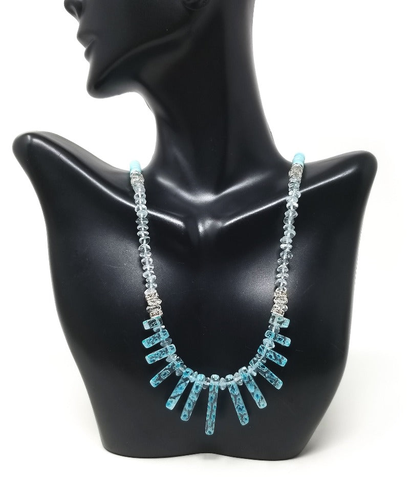 'Akia' Crystal Gemstone Necklace in Aquamarine
