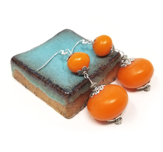 'Nyoka' Oversized African Amber Earrings