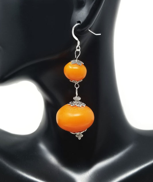 'Nyoka' Oversized African Amber Earrings