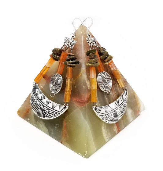 'Lesedi' African Earrings in Jasper and Red Agate