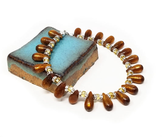 'Afryea' Crystal Gemstone Anklet in Amber