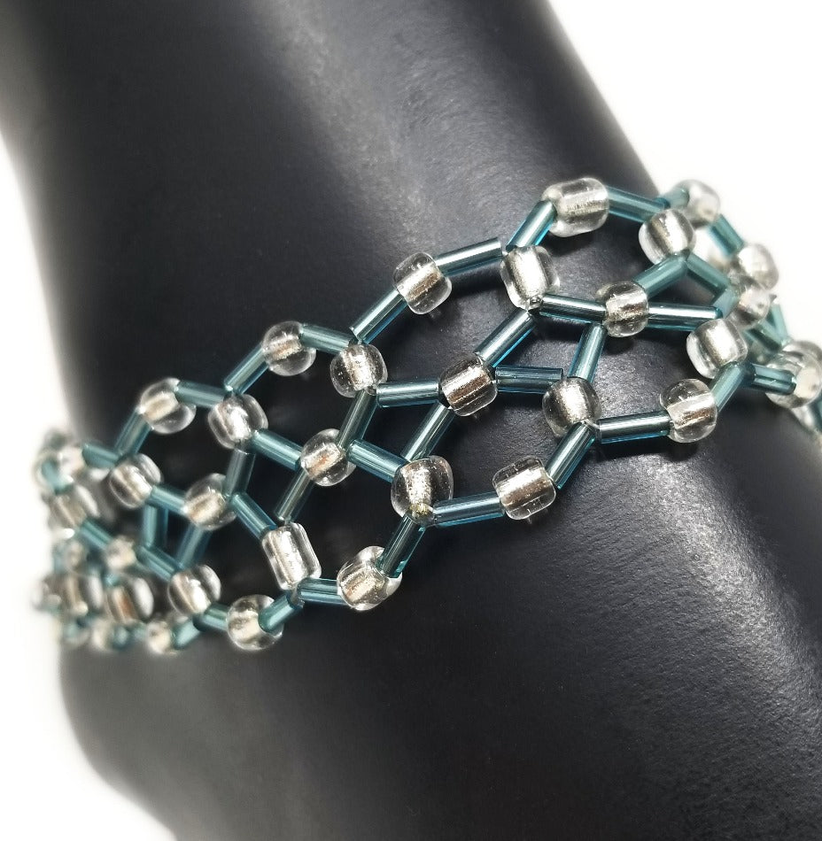 'Salih' Lace Glass Anklet in Turquoise