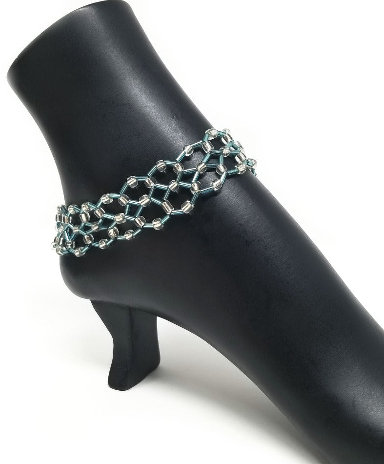 'Salih' Lace Glass Anklet in Turquoise