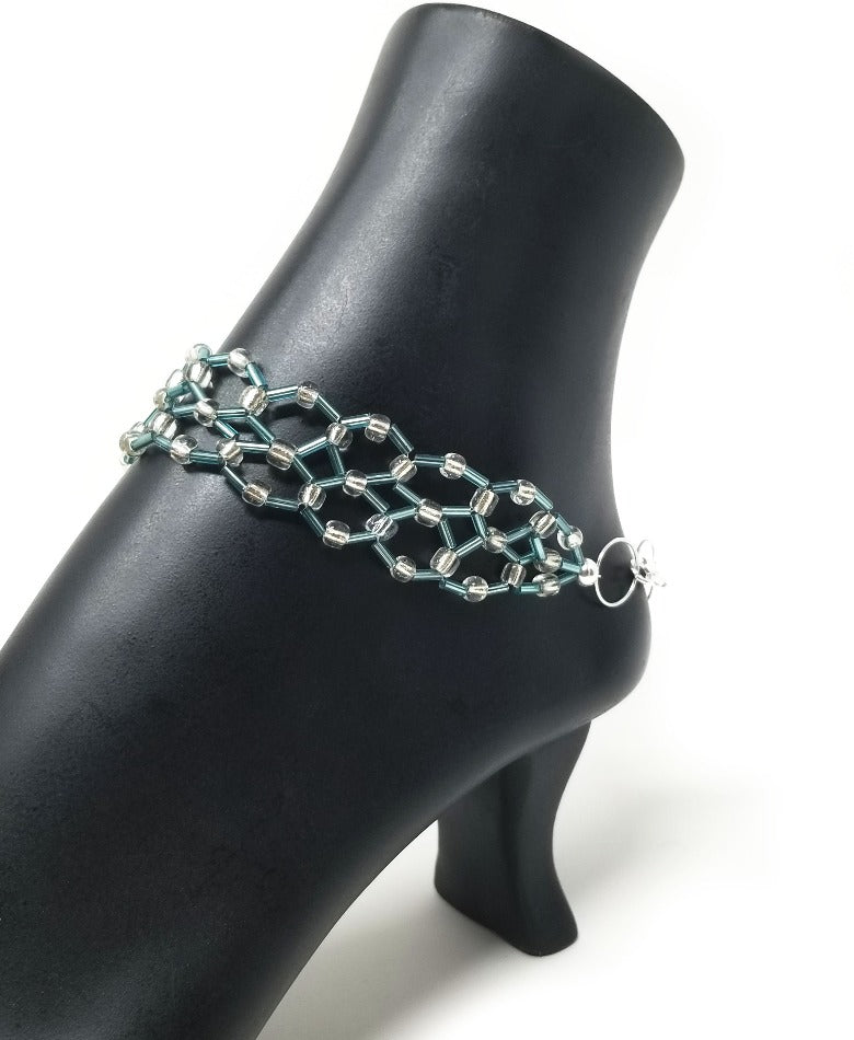 'Salih' Lace Glass Anklet in Turquoise