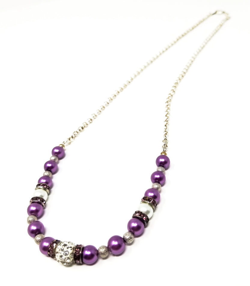 'Kifalme' Glass Pearl Necklace in Purple