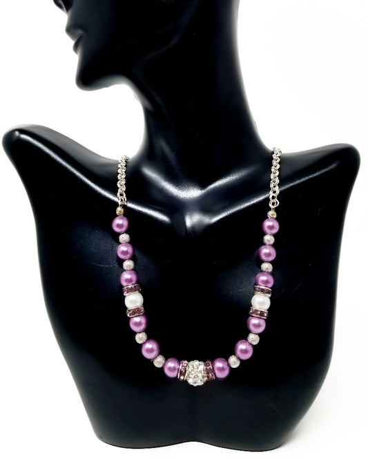 'Kifalme' Glass Pearl Necklace in Purple