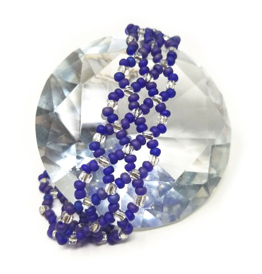'Adila' Glass Bead Anklet in Cobalt