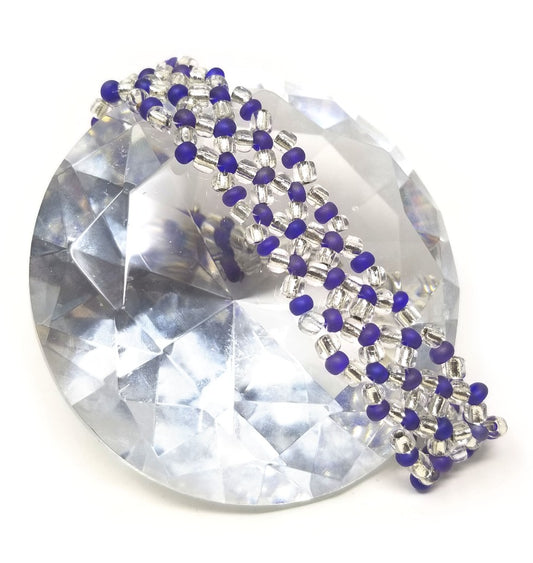 'Adisa' Glass Bead Anklet in Cobalt and Crystal