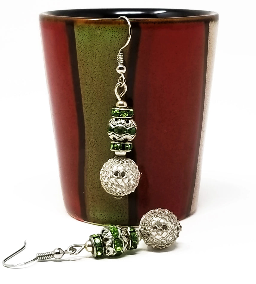 'Mpira' Crystal Ball Earrings in Green