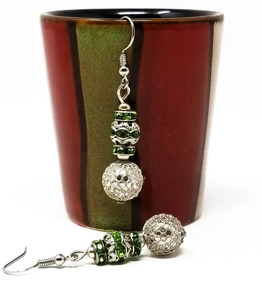 'Mpira' Crystal Ball Earrings in Green