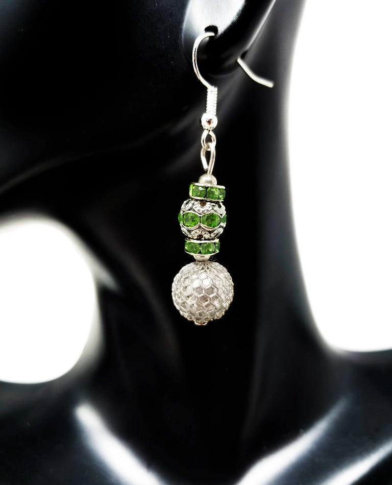 'Mpira' Crystal Ball Earrings in Green
