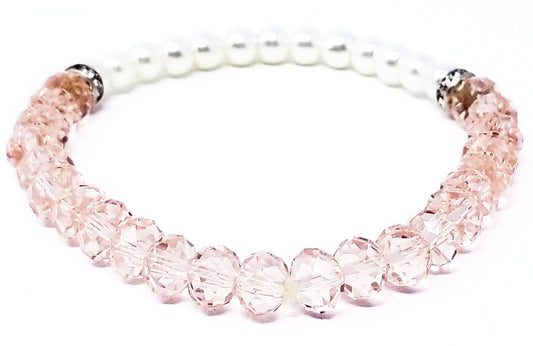 'Winta' Rose Quartz Bracelet with Glass Pearls