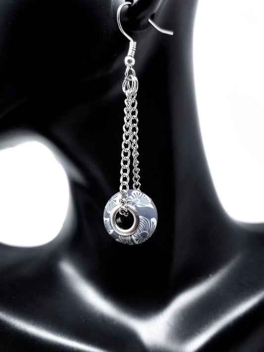 tropical floral gray pandora style dangle earrings for women sterling silver