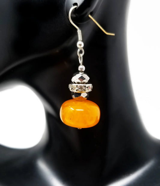'Amarey' Crystal Gemstone Dangle Earrings in African Amber