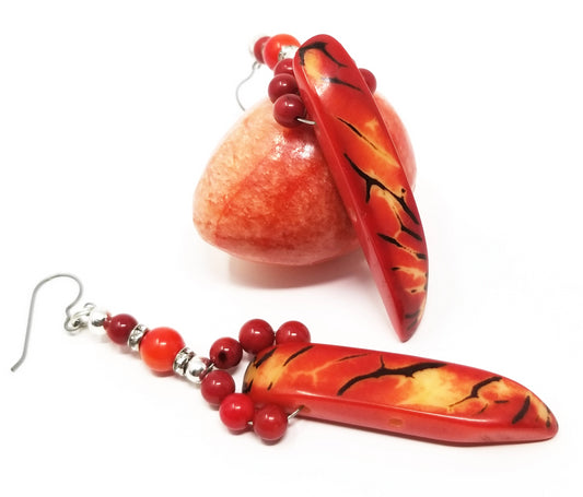 'Marijani' Red Coral Earrings