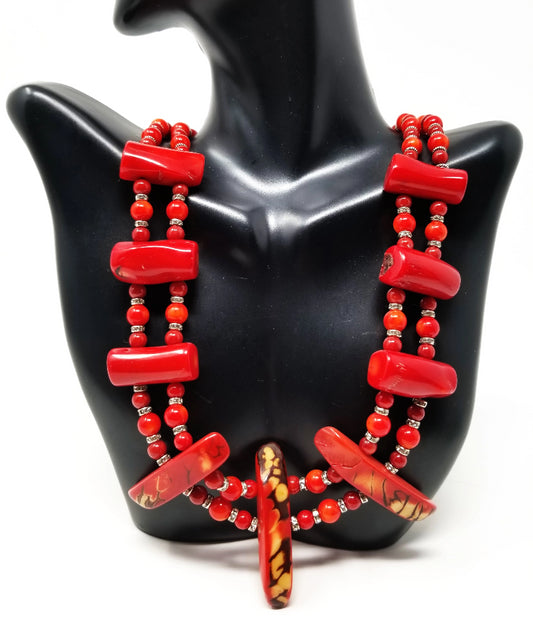 'Marijani' Red Coral Statement Necklace