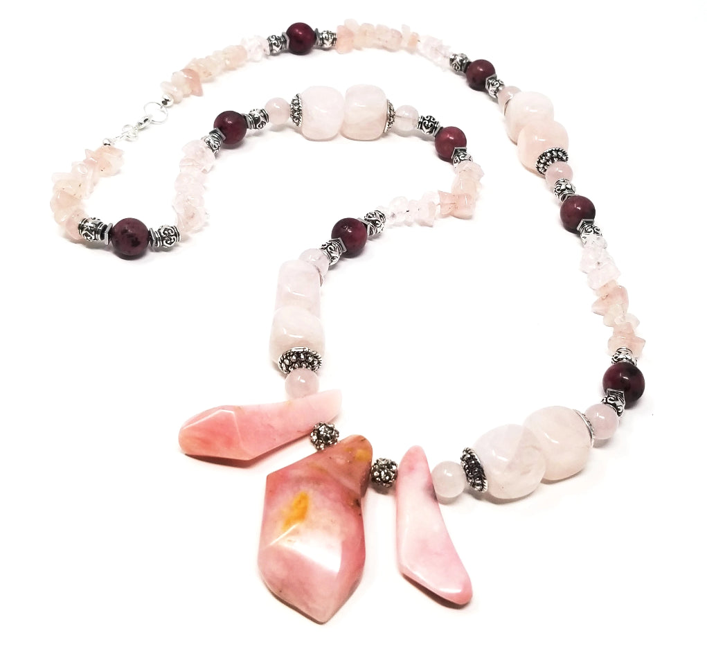 'Kike' Rose Quartz Pendant Necklace
