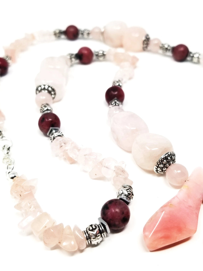 'Kike' Rose Quartz Pendant Necklace