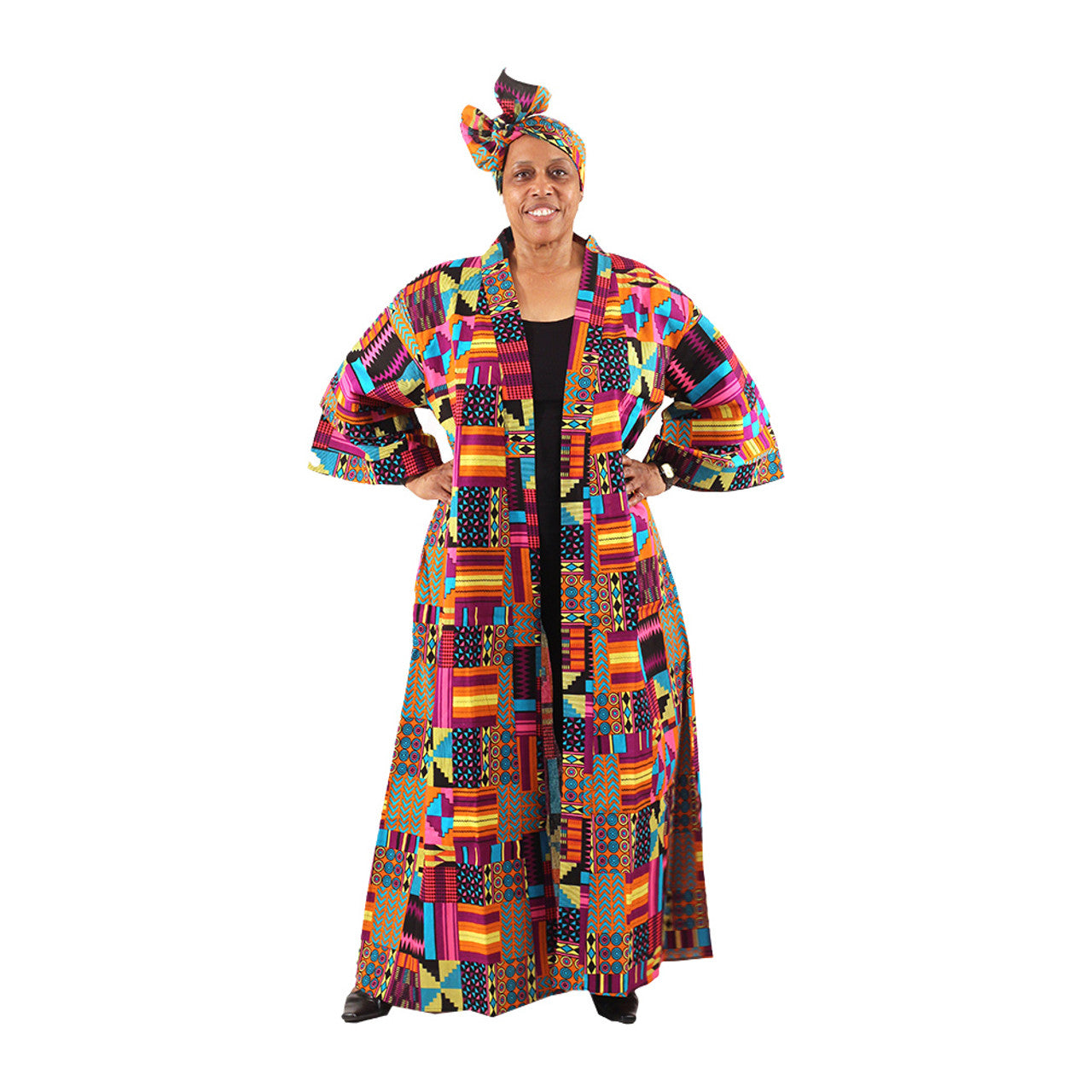 Long African Print Kimono Jacket