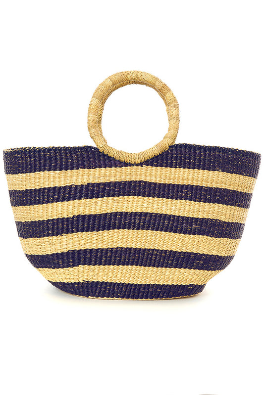 Nautical Blue Striped Tote Bag from Ghana