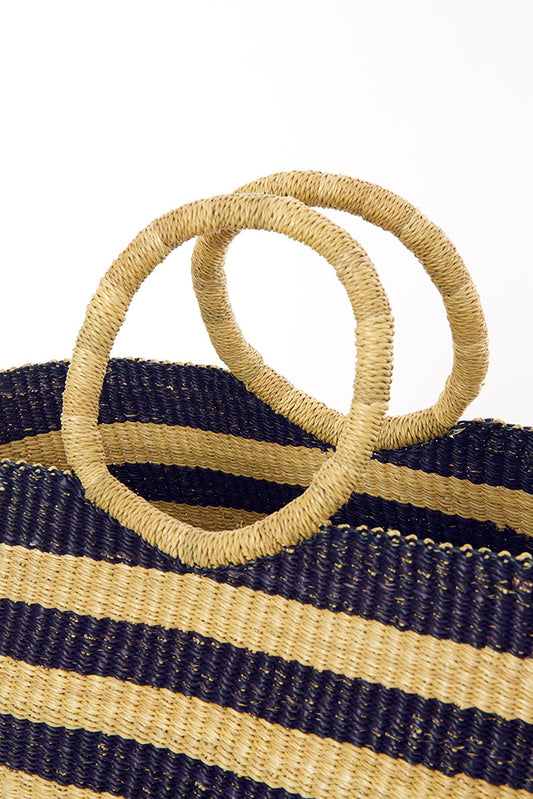 Nautical Blue Striped Tote Bag from Ghana