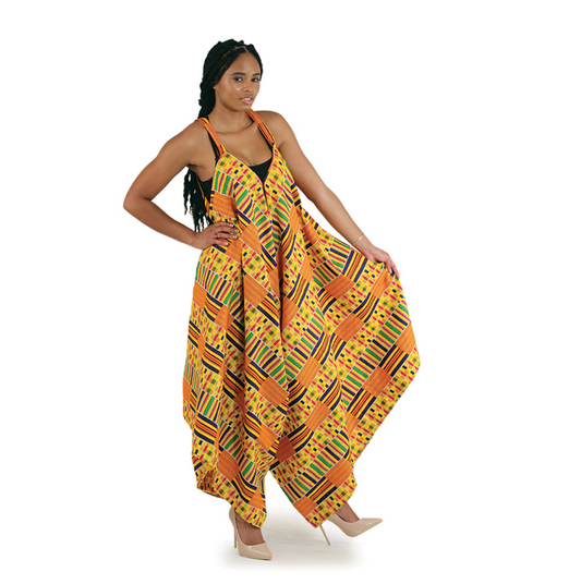 Kente Palazzo Jumpsuit in Orange