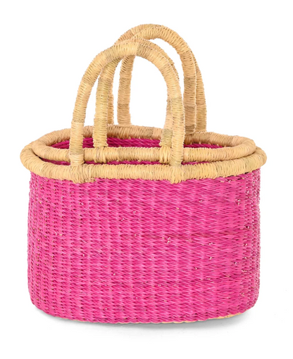 Set of 2 Pink Nesting Tote Bags from Ghana