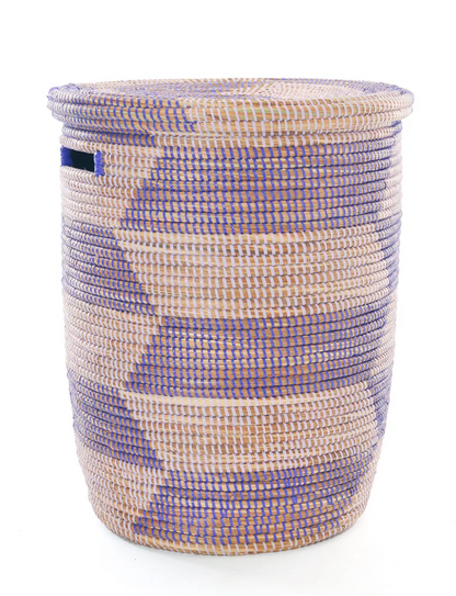 Purple Herringbone Flat Lid Basket from Senegal