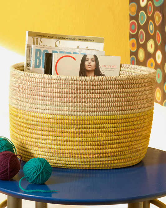 Lemon Dipped Knitting Basket from Senegal