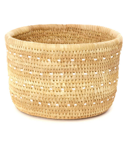 Ngurunit Nomadic Basket with White Beads from Kenya