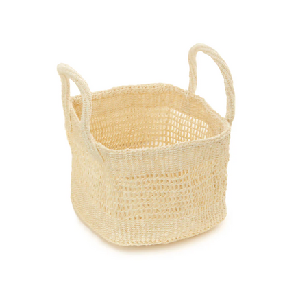 Natural Cream Lace Weave Square Sisal Basket from Kenya