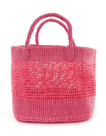 Pink Lace Weave Square Sisal Basket from Kenya