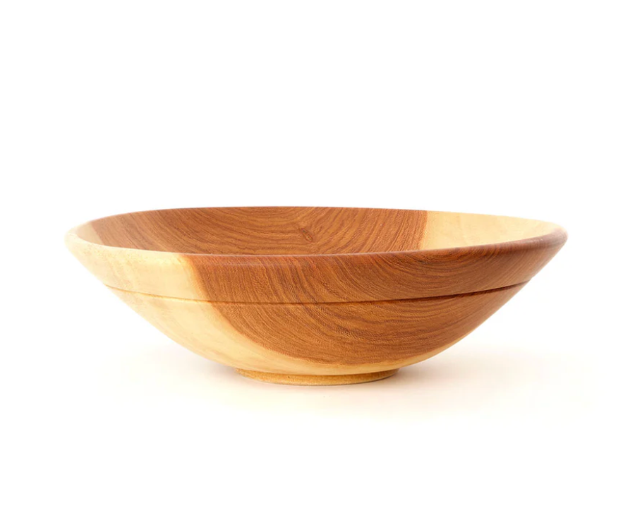 Medium Mahogany Wood Salad Bowl from Zimbabwe
