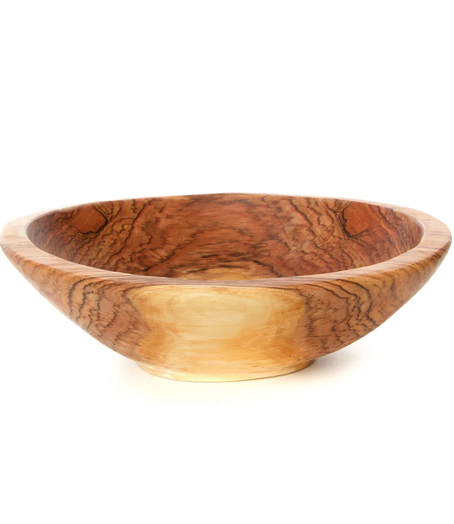 Hand Carved Wild Olive Wood Serving Bowl from Kenya
