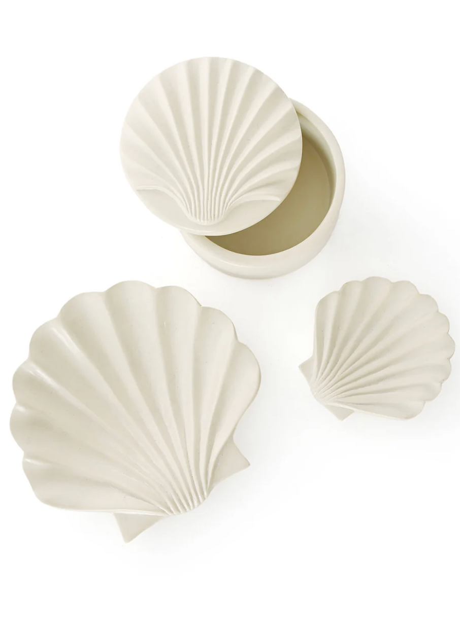 All Natural Soapstone Scallop Shell Storage Box from Kenya