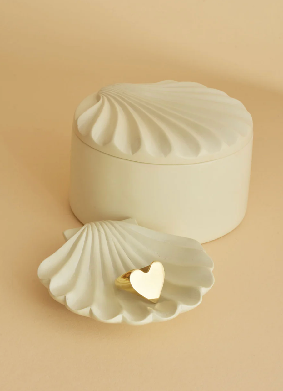 All Natural Soapstone Scallop Shell Storage Box from Kenya