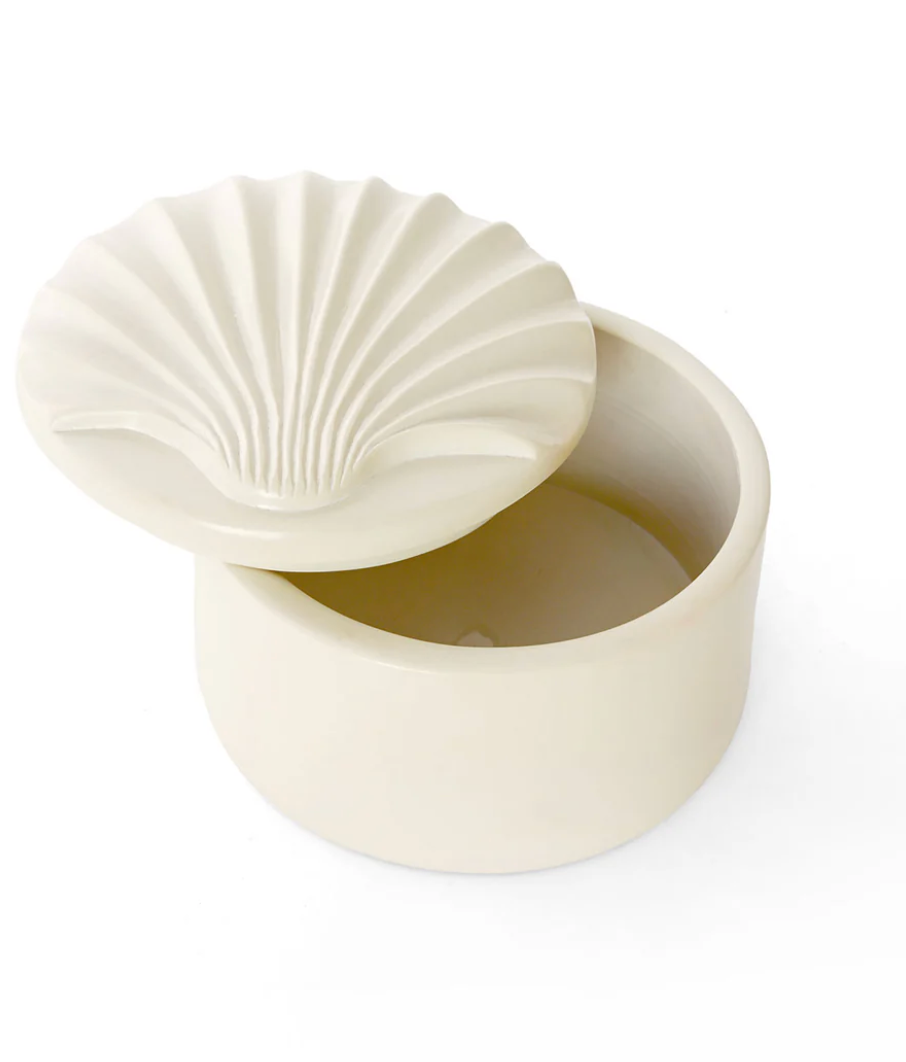 All Natural Soapstone Scallop Shell Storage Box from Kenya