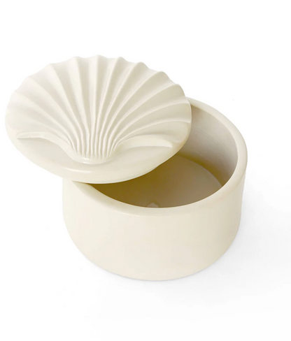All Natural Soapstone Scallop Shell Storage Box from Kenya