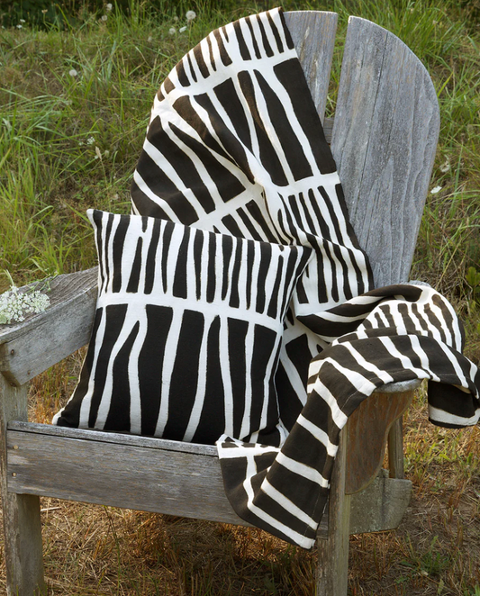 Zebresse Black and White Cotton Pillow from Mali