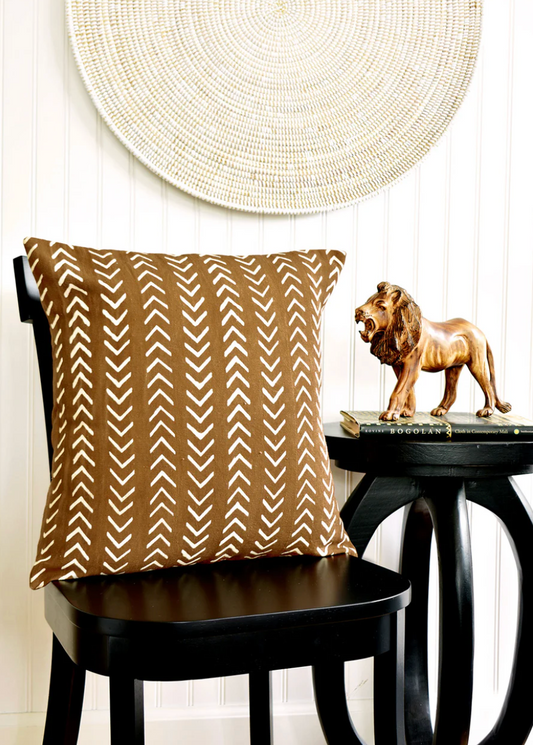 Brown Mudcloth Arrow Print Pillow from Mali