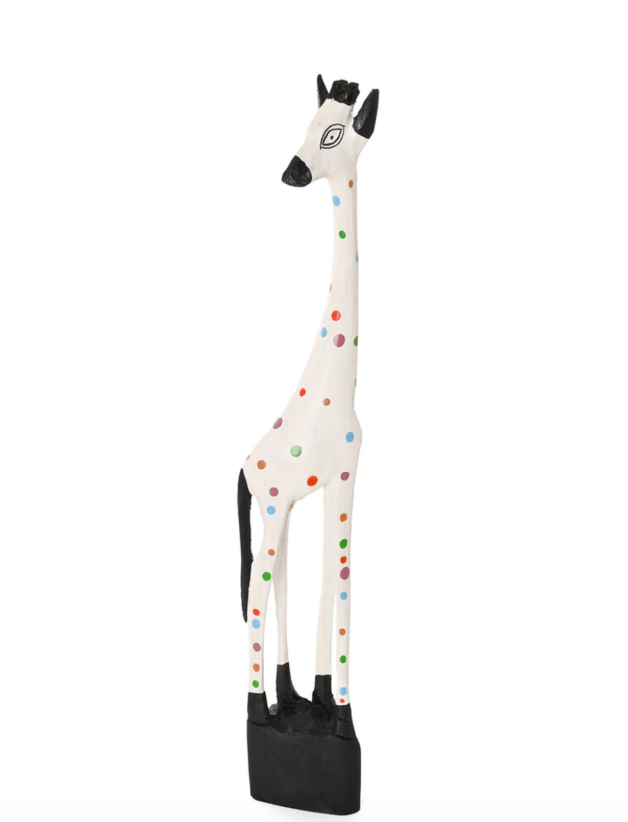 White Jacaranda Giraffe with Rainbow Dots from Kenya