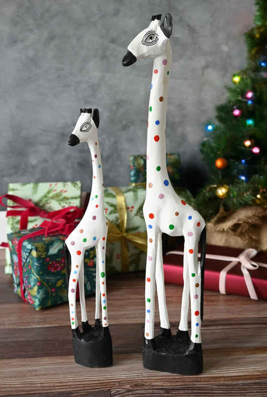 White Jacaranda Giraffe with Rainbow Dots from Kenya